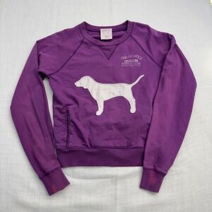 VTG Y2K Victorias Secret XS LIVE FOR PINK Crewneck Sweatshirt Dog Purple Trashed